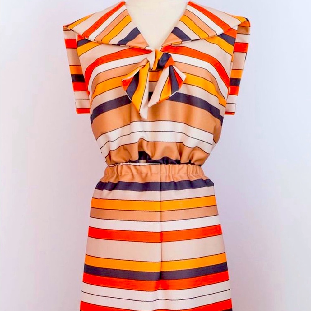 Vintage Striped Orange and Cream Skirt and Top Set